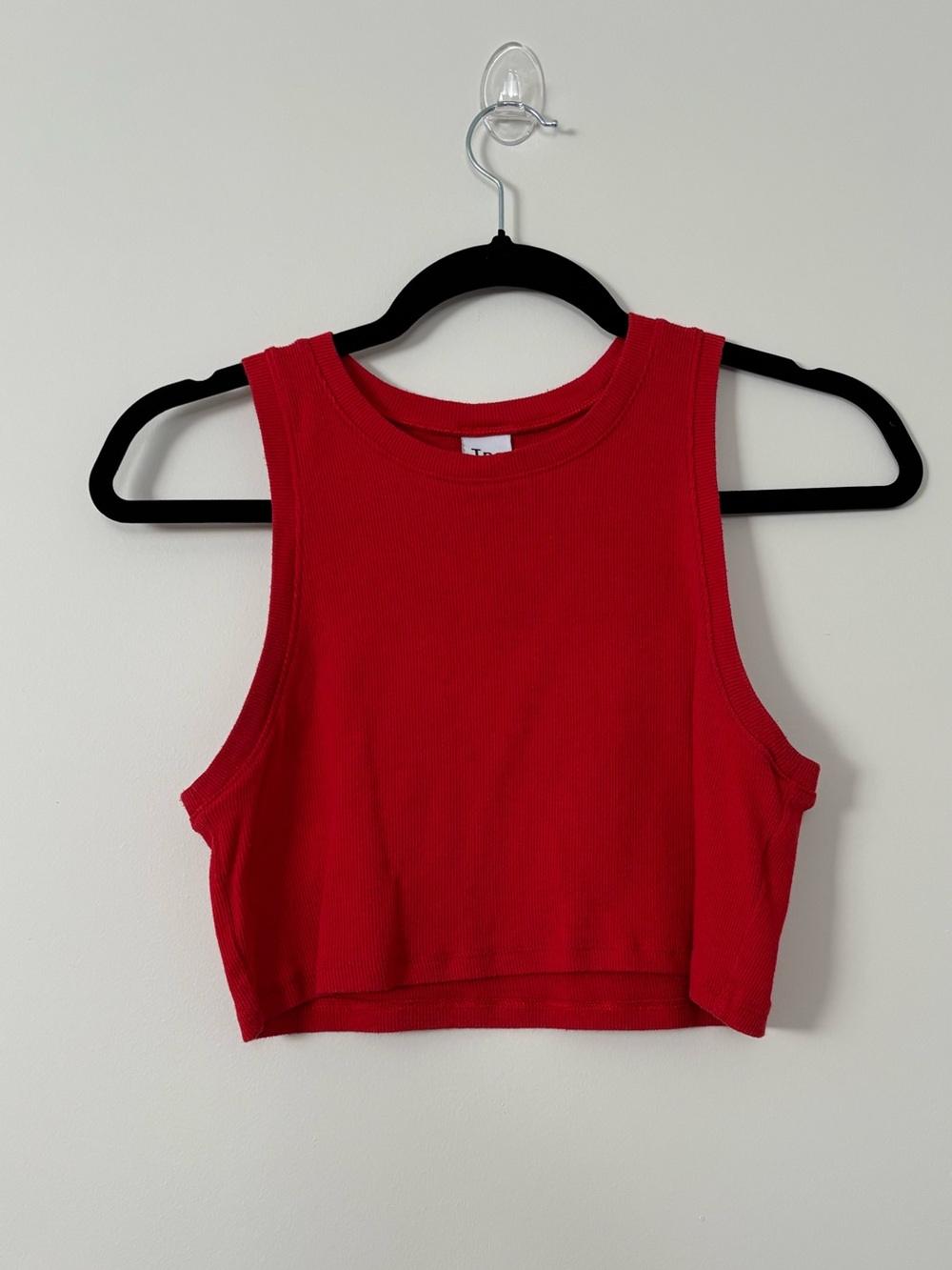 Tna Chill Aritzia High Neck Ribbed Cherry Red Cropped Tank Top Size L